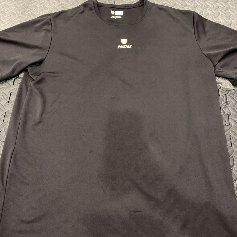 Rare NFL Equipment XL Raiders Black T Shirt Player/Coach Issued 100% Polyester
